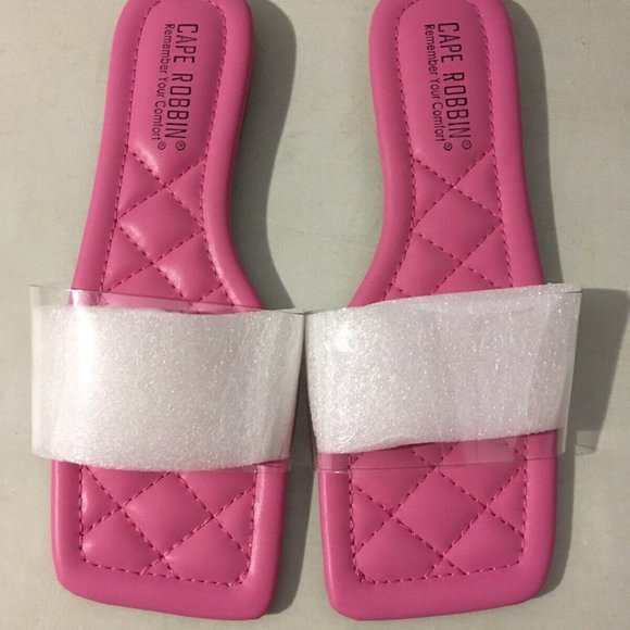 NWT CAPE ROBBIN KEKO SLIDE SANDALS PINK WITH CLEAR STRAP 5.5 & 6.5 - Picture 12 of 16